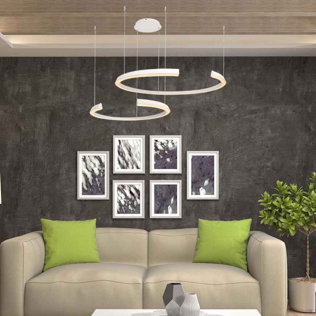 V-TAC Lampadario LED a Sospensione con 2 Mezzaluna 48W in Metallo Colore Bianco 4000K Triac Dimmerabile V-TAC Lampadario LED a Sospensione con 2 Mezzaluna 48W in Metallo Colore Bianco 4000K Triac Dimmerabile